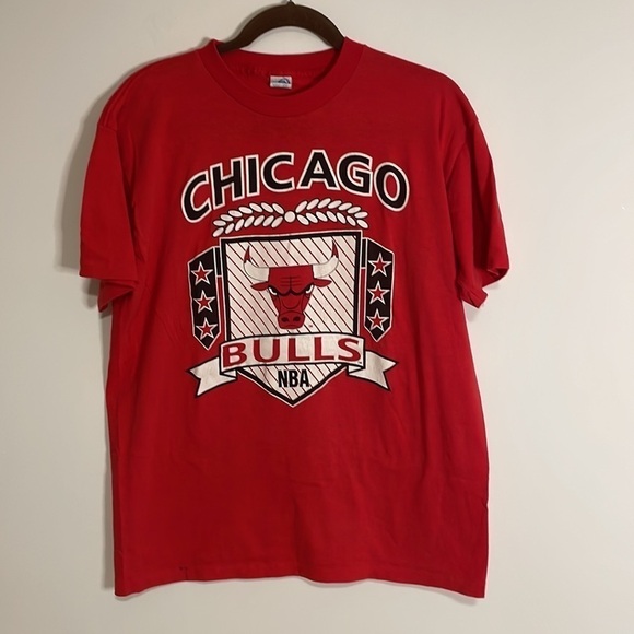 VTG Sportswear 90s Chicago Bulls Tee Single Stitch T-Shirt Med Red 80 Basketball - Picture 1 of 16